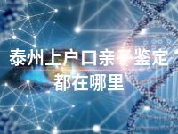 泰州上户口亲子鉴定都在哪里