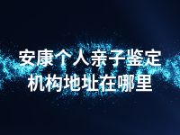 安康个人亲子鉴定机构地址在哪里