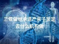 三亚做继承遗产亲子鉴定去什么机构做