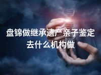盘锦做继承遗产亲子鉴定去什么机构做