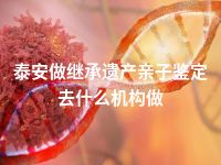泰安做继承遗产亲子鉴定去什么机构做