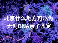 北京什么地方可以做无创DNA亲子鉴定