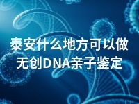 泰安什么地方可以做无创DNA亲子鉴定