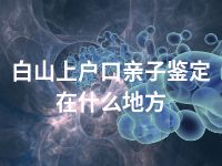 白山上户口亲子鉴定在什么地方