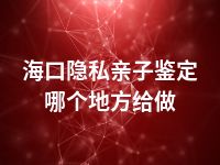 海口隐私亲子鉴定哪个地方给做