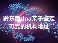 黔东南dna亲子鉴定可靠的机构地址
