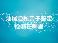 汕尾隐私亲子鉴定检测在哪里