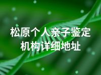 松原个人亲子鉴定机构详细地址