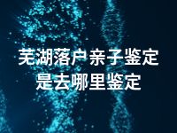 芜湖落户亲子鉴定是去哪里鉴定