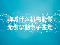 聊城什么机构能做无创孕期亲子鉴定