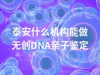 泰安什么机构能做无创DNA亲子鉴定