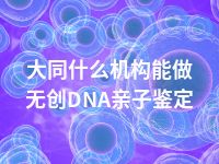 大同什么机构能做无创DNA亲子鉴定