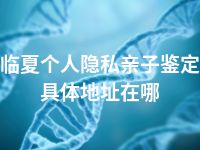 临夏个人隐私亲子鉴定具体地址在哪