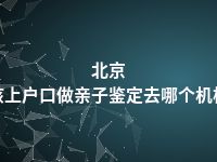 北京小孩上户口做亲子鉴定去哪个机构做